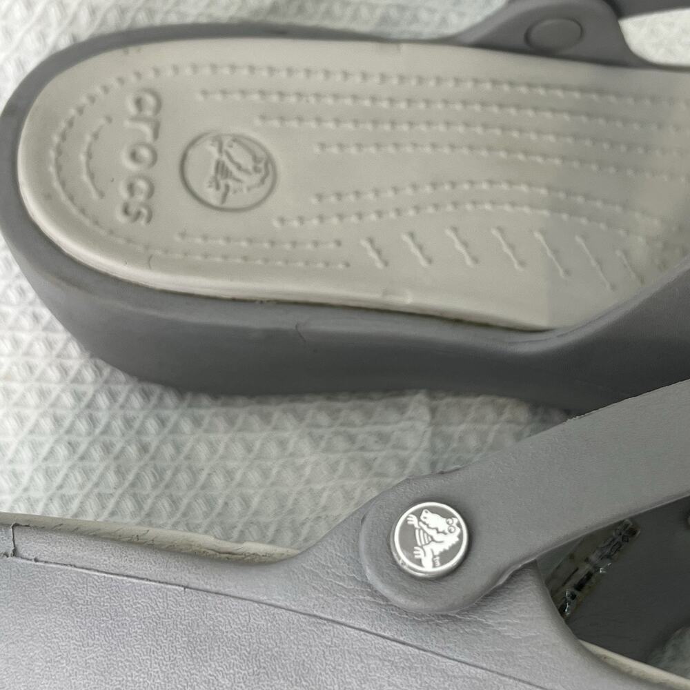 Crocs Patricia Gray Comfort Slide Sandals Women’s Size 11 W11 - Picture 6 of 9